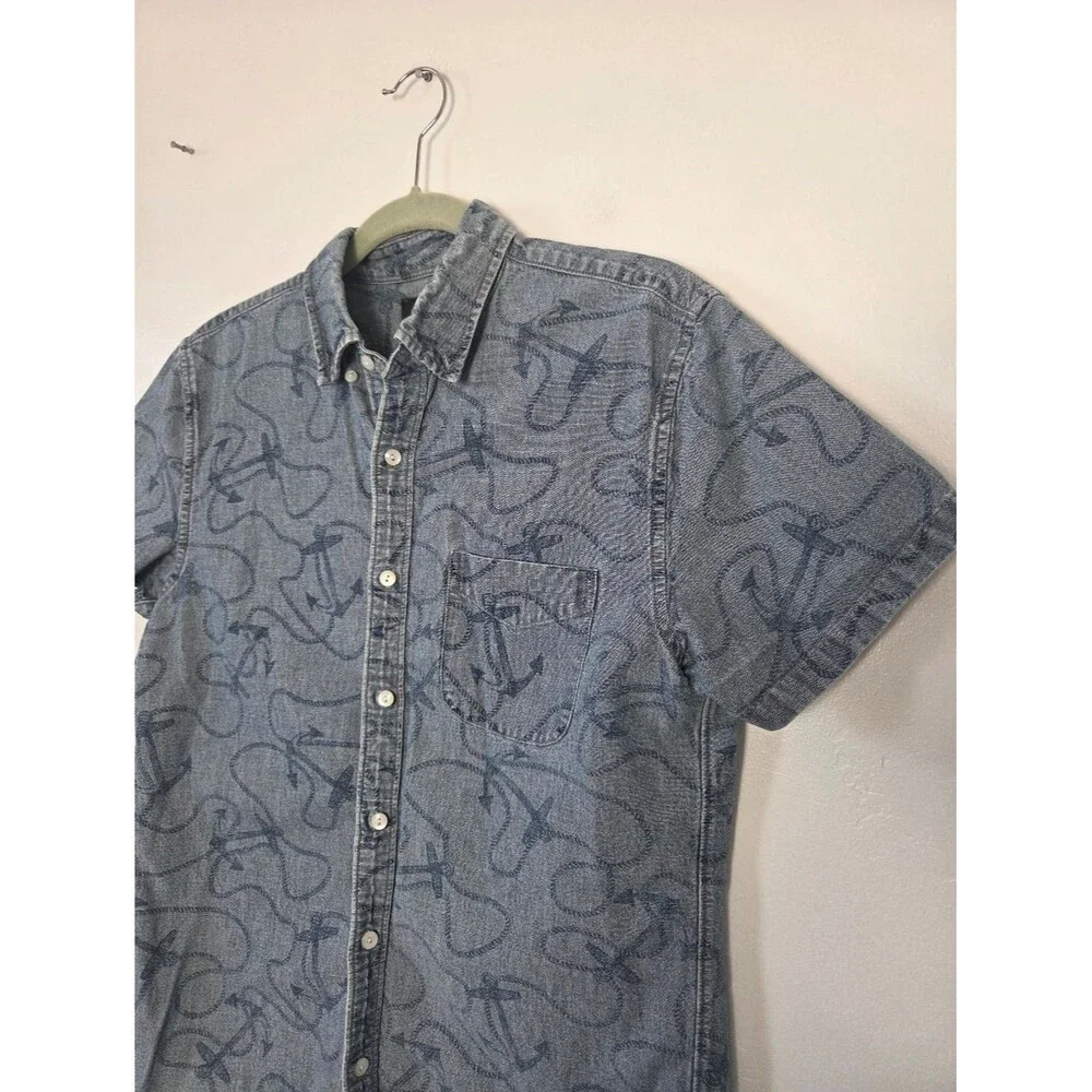 J.Crew Denim Chambray Button Front Shirt Nautical Coastal Preppy Yacht Men's M